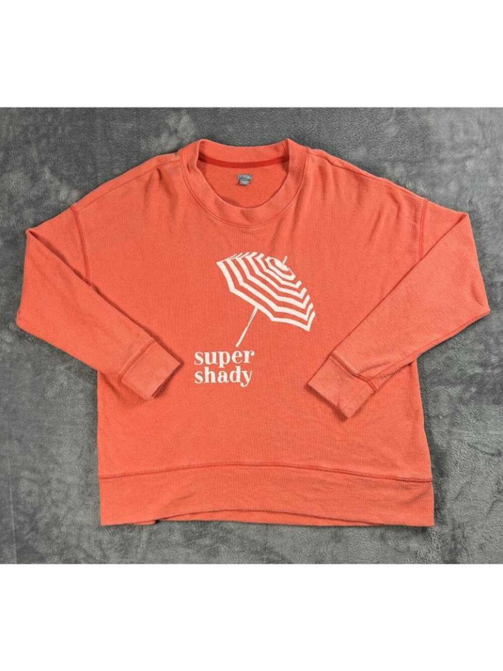 Aerie Sweatshirt Women Size M Coral "Super Shady" Crewneck Oversized Long Sleeve - Picture 2 of 8